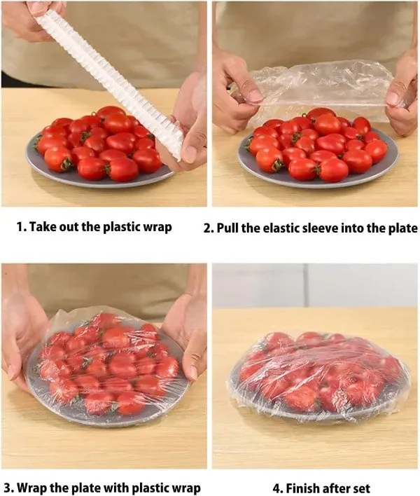 100pcs Disposable Food Cover Plastic Shopper Bags