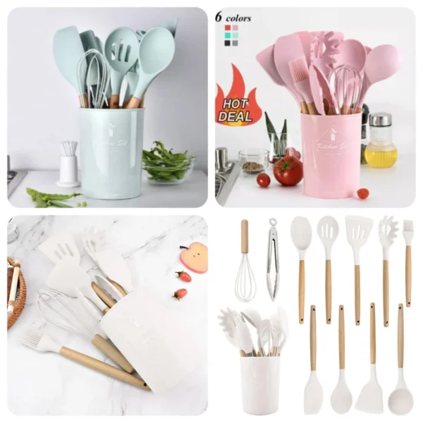 12 pcs silicone kitchen utensils