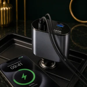 120W 4 in 1 Retractable Car Charger