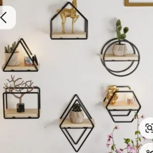 1pcs Wall Mounted Wooden Metal Shelf