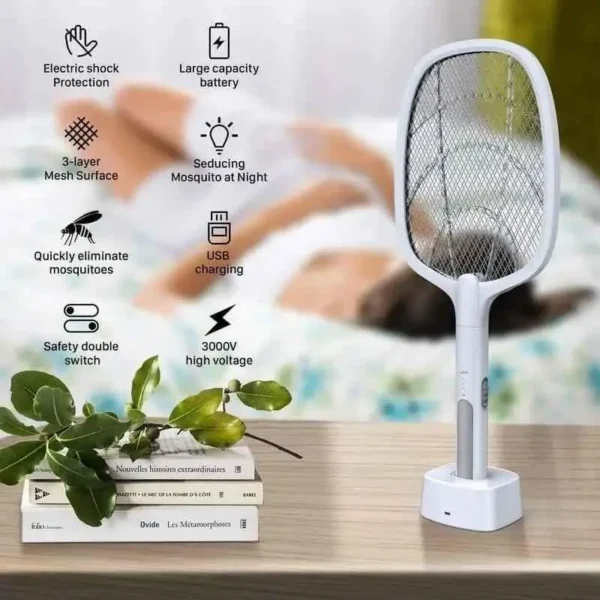 3 Layer Mesh Electric Mosquito Racket with LED Light