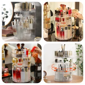 360° Rotating Diamond Cut Cosmetic Organizer (10inch Medium Size)