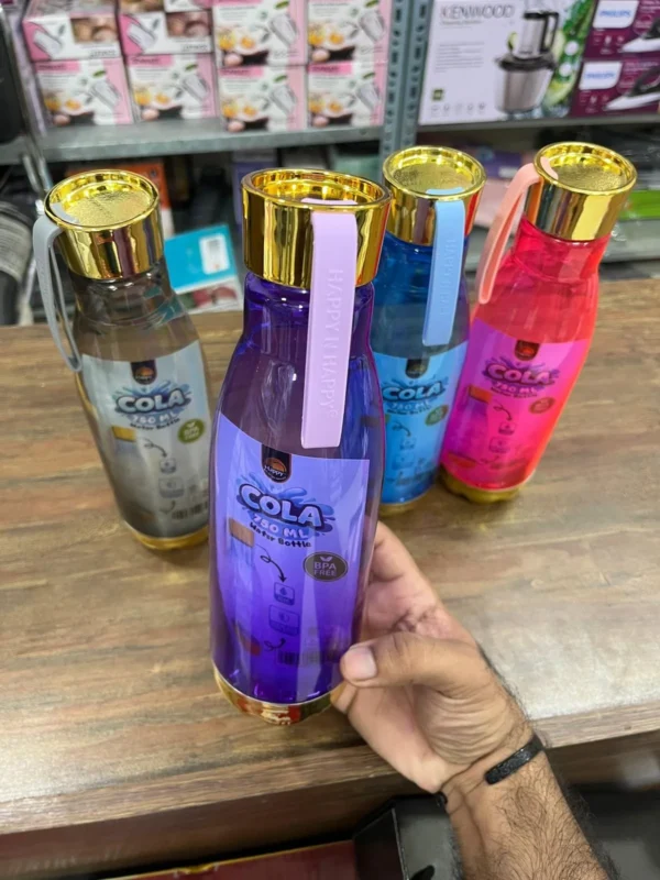 750ml Cola Plastic Water Bottle with Gold Plated Steel Bottom (BPA Free)