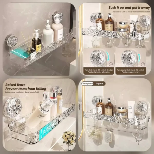 Acrylic Wall-Mounted Suction Shelf (Box Packing) Premium Quality