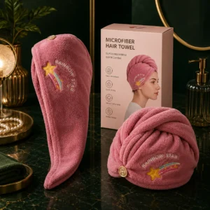 Coral Fleece Hair Towel Cap (Rainbow & Starfish)