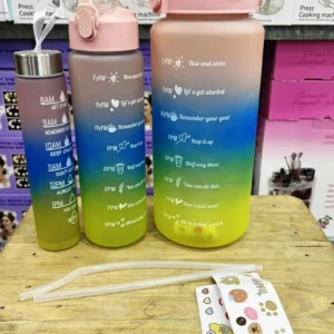 Dual Sipper 3Pcs Water Bottle Set) Imported China) (Random Color)