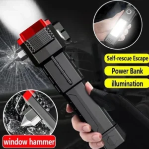 Emergency LED Torch with Window Breaker and Power Bank