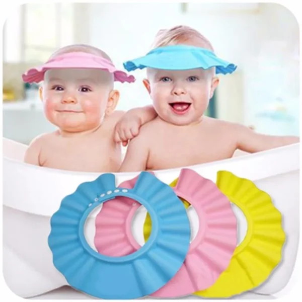 Baby Shower Cap Bath Waterproof Cap Shampoo Shield Visor Hat Prevent Water Entering Eyes and Ears Suitable for 3 Ages and Above