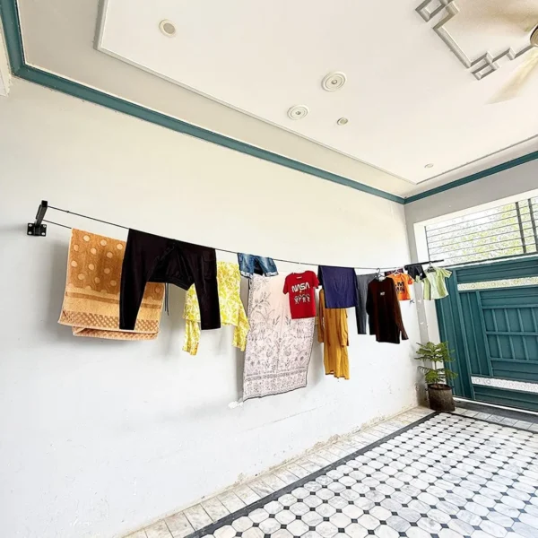 Foldable Wall Mounted Cloth Drying Stand with Free Rope and Screws