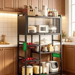 Heavy Duty Rustproof Kitchen Organizer with Cabinet and Wheels