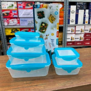 Magic Crisper 6pcs Food Storage Boxes with Silicon Lids Cover