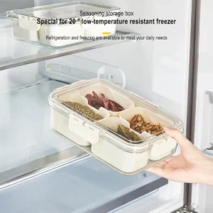 Multifunctional Acrylic Plastic 4 Grid Food & Spices Container