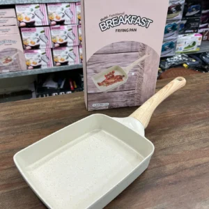 Noj Stick Flat Fry Pan with wooden handle