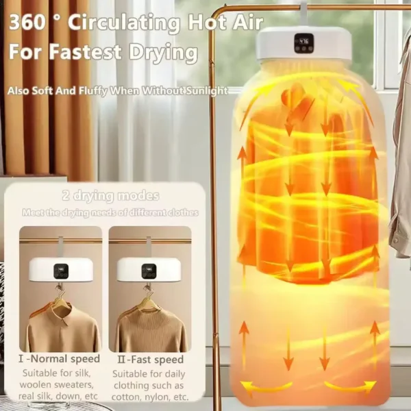 Portable Electric Clothes Dryer Machine 600W with Hanging Bag