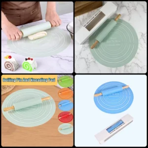 Silicon Dough Mat & Rolling Pin (Roti Mat Set)