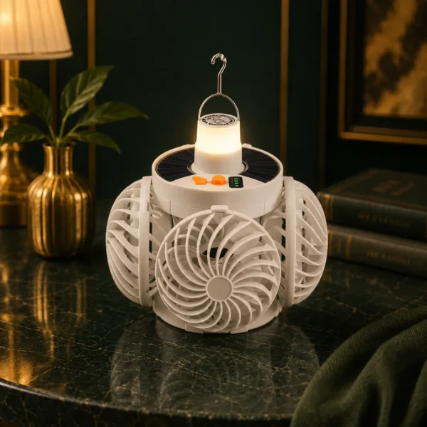 Solar Camping Fan Light with LED Lantern