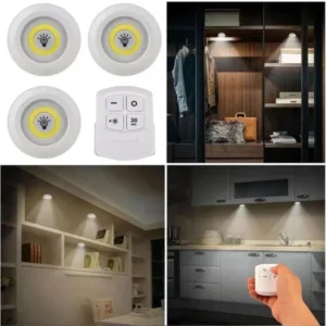 Tap LED Light With Remote Control (Pack of 3 Lights) Cell Operated