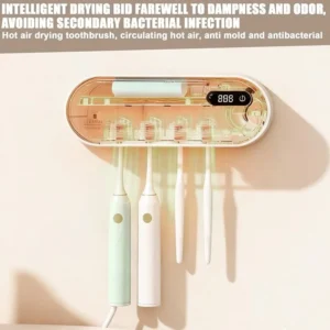 UV Sanitizer Wall Toothbrush Holder with Drying and Timer Function (19.8 x 8.3 x 4.8 cm), 4 Slots Deep Disinfection, 1800 mAh Toothbrush Steriliser, UV Toothbrush Sanitizer for Bathroom (White)