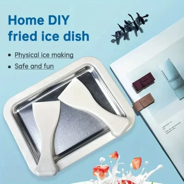 Graphic of a fried ice dish with two white spades and the text Home DIY fried ice dish