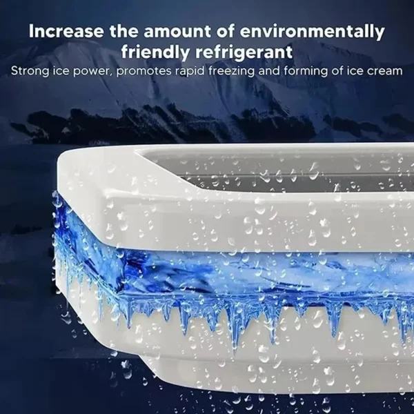 Close-up of the plate rim with a frozen cooling layer and icicles