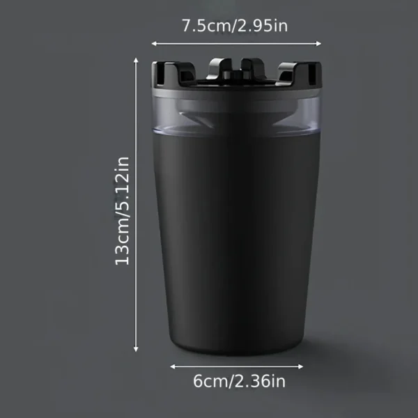 Ashtray with size marked as 13 cm high, 7.5 cm across the top and 6 cm at the base