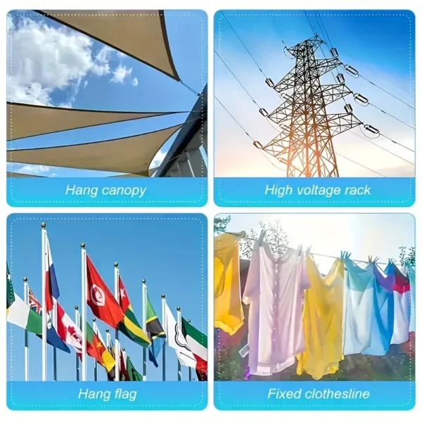 Ways to use a stainless steel rope: hanging a canopy, a flag and fixing a clothesline