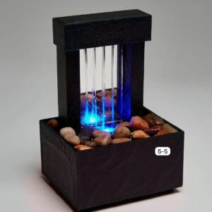 Tabletop LED water fountain with pebbles and blue lighting
