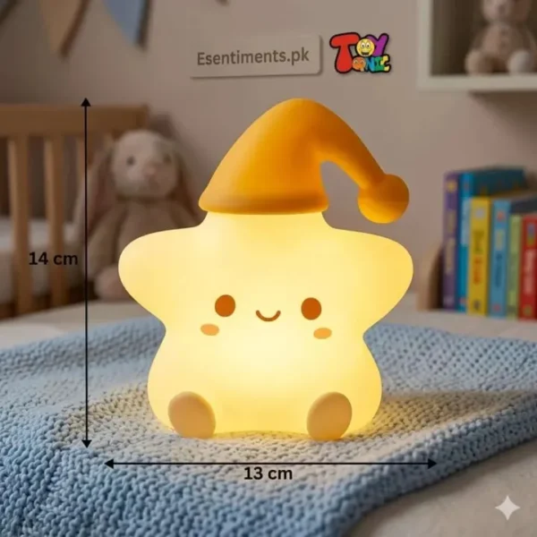 Rechargeable LED star night light glowing warm white in the dark