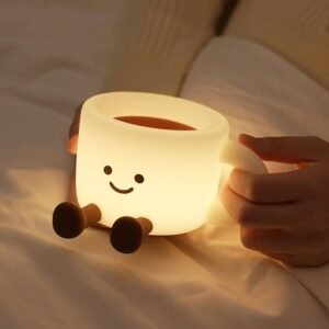 Rechargeable coffee cup silicone night lamp glowing warm white