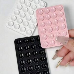 Multi-color silicone suction grip pads in pink, blue, red, black and white