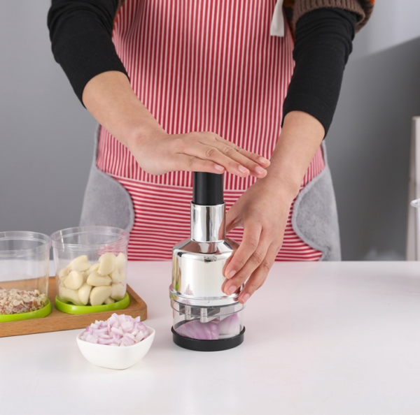 Stainless steel manual push vegetable chopper chopping onions